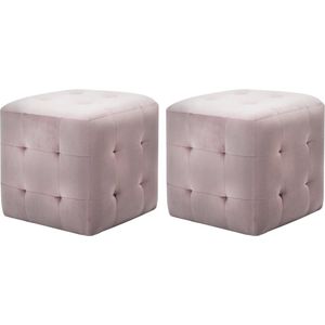 vidaXL-Nachtkastjes-2-st-30x30x30-cm-fluweel-roze