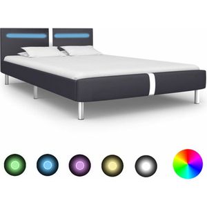 vidaXL-Bedframe-met-LED-kunstleer-zwart-140x200-cm