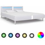 VidaXL Bedframe LED Kunstleer Wit 180x200 cm