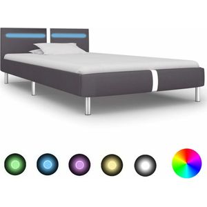 VidaXL-Bedframe-met-LED-kunstleer-grijs-90x200-cm