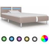 vidaXL Bedframe met LED kunstleer cappuccino 90x200 cm