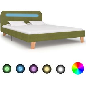 vidaXL Bedframe met LED stof groen 140x200 cm