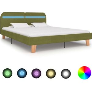 Bedframe met LED stof groen 180x200 cm