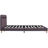 vidaXL Bedframe met LED stof taupe 160x200 cm