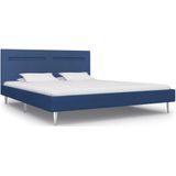 vidaXL Bedframe met LED stof blauw 160x200 cm