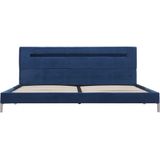 vidaXL Bedframe met LED stof blauw 160x200 cm