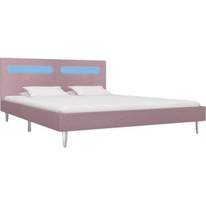 vidaXL - Bedframe - met - LED - stof - roze - 180x200 - cm