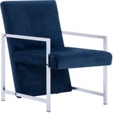 VidaXL Fauteuil Chromen Poten Fluweel Blauw