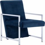 VidaXL Fauteuil Chromen Poten Fluweel Blauw