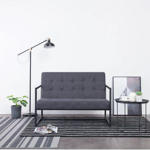 Vidaxl - 2-Sitzer-Sofa mit Armlehnen Dunkelgrau Stahl und Stoff