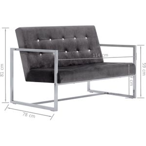 Vidaxl - 2-Sitzer-Sofa mit Armlehnen Dunkelgrau Chrom und Samt