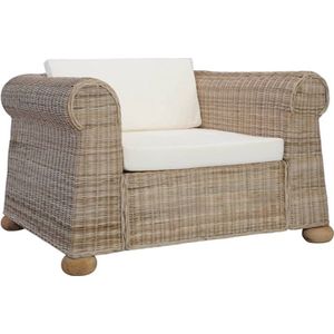 VidaXL Natuurlijk Rattan Fauteuil met Kussens