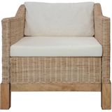 VidaXL Natuurlijk Rattan Fauteuil met Kussens