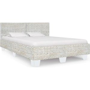 vidaXL Bettgestell Grau Natur Rattan 160 x 200 cm
