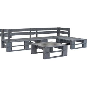 VidaXL 4-Delige Loungeset Pallet Hout Grijs