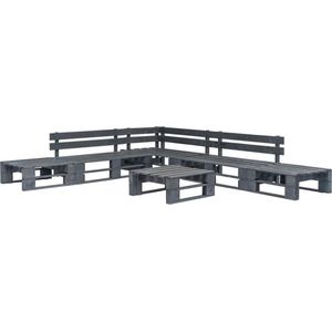 vidaXL 6-tlg. Garten-Sofagarnitur aus Paletten Holz Grau