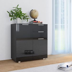 vidaXL - Dressoir - Zwart - Spaanplaat - 2 Lades en 2 Deuren