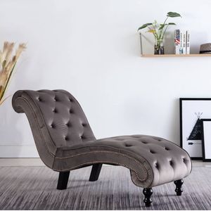 VidaXL Chaise Longue Fluweel Grijs