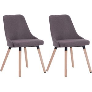 vidaXL Eetkamerstoelen draaibaar 2 st stof taupe