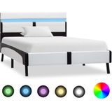 vidaXL Bedframe LED Kunstleer Wit/Zwart 90x200 cm