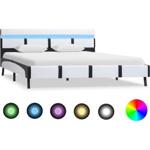 vidaXL - Bedframe - met - LED - kunstleer - wit - 120x200 - cm