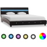 vidaXL Bedframe met LED kunstleer zwart 140x200 cm