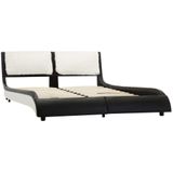 vidaXL Bedframe kunstleer zwart en wit 140x200 cm