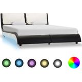 vidaXL-Bedframe-met-LED-kunstleer-zwart-en-wit-140x200-cm