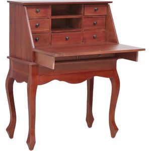 vidaXL - Secretaire - Bruin - Massief Mahoniehout - Vintage Stijl - Neerklapbaar Schreibblad