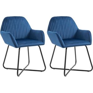 VidaXL Eetkamerstoelen 2 st. Fluweel Blauw