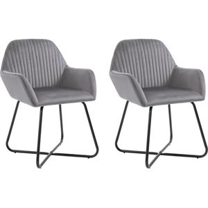 vidaXL - Eetkamerstoelen - 2 - st - fluweel - grijs