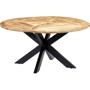 vidaXL Eettafel rond 150x76 cm massief mangohout