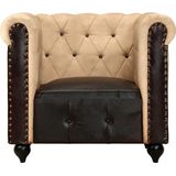 vidaXL Fauteuil Chesterfield-stijl echt leer bruin