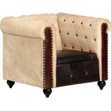 vidaXL Fauteuil Chesterfield-stijl echt leer bruin