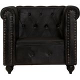 vidaXL Fauteuil Chesterfield-stijl echt leer zwart