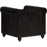 vidaXL Fauteuil Chesterfield-stijl echt leer zwart