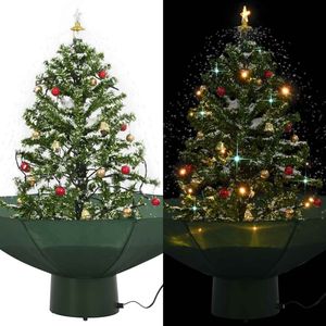 vidaXL Kerstboom sneeuwend met paraplubasis 75 cm groen - Creëer een unieke kerstsfeer met deze opvallende kunstkerstboom