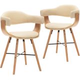 VidaXL Eetkamerstoelen 2 st Kunstleer en Gebogen Hout Crème