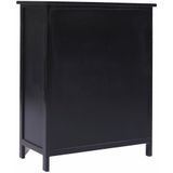 VidaXL Bijzetkast 6 Lades 60x30x75 cm Paulowniahout Zwart