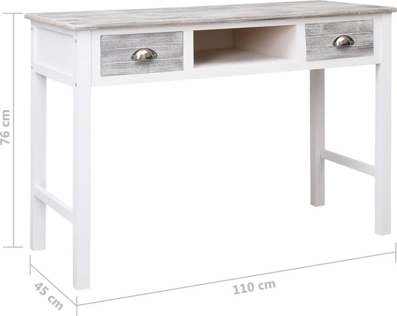 vidaXL Schreibtisch Grau 110×45×76 cm Holz
