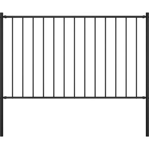 vidaXL - Hekpaneel - met - palen - 1,7x0,75 - m - gepoedercoat - staal - zwart