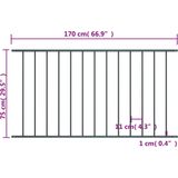 vidaXL Zaunfeld Pulverbeschichteter Stahl 1,7 x 0,75 m Anthrazit