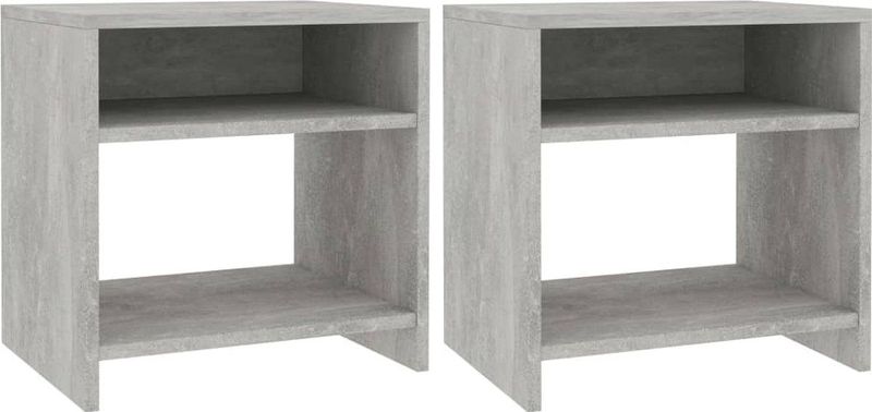 vidaXL Nachttische 2 Stk. Betongrau 40x30x40 cm Holzwerkstoff