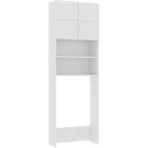 vidaXL - Wasmachinekast - 64x25,5x190 - cm - bewerkt - hout - wit
