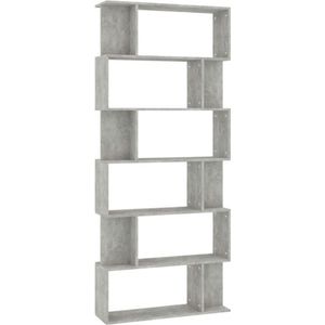 vidaXL Boekenkast - Betongrijs - Bewerkt Hout - 6 Ruime Vakken