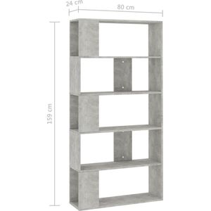 VidaXL Boekenkast/Kamerscherm 80x24x159 cm Bewerkt Hout Betongrijs