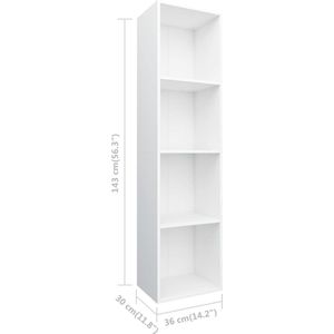 VidaXL Boekenkast/TV-meubel 36x30x143 cm - Bewerkt Hout Wit