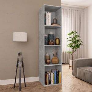 vidaXL-Boekenkast/tv-meubel-36x30x143-cm-bewerkt-hout-betongrijs