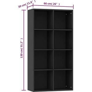 vidaXL Boekenkast/dressoir 66x30x130 cm bewerkt hout zwart