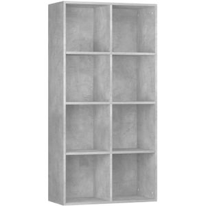 VidaXL Boekenkast/Dressoir 66x30x130 cm - Bewerkt Hout - Betongrijs